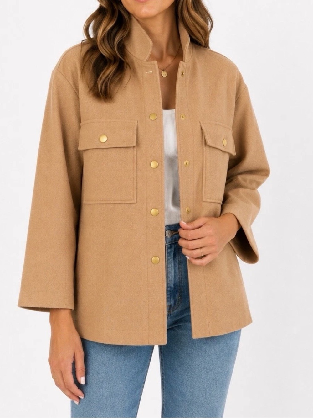 Tuckernuck Marant Shirt Jacket XL Camel Tan Gold Snap Utility Shacket